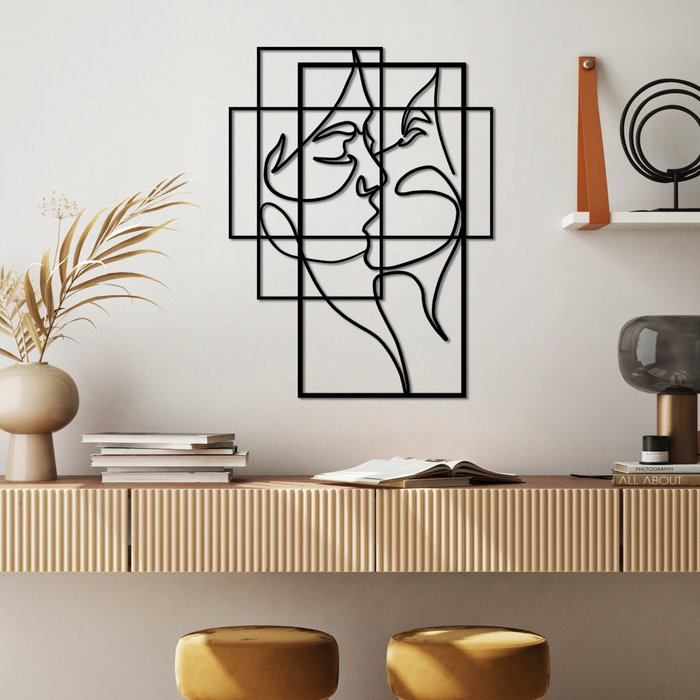 Wallity Accesorio Decorativo de Pared Metal Negro Elegante 70x52cm Obra de Arte para el Hogar